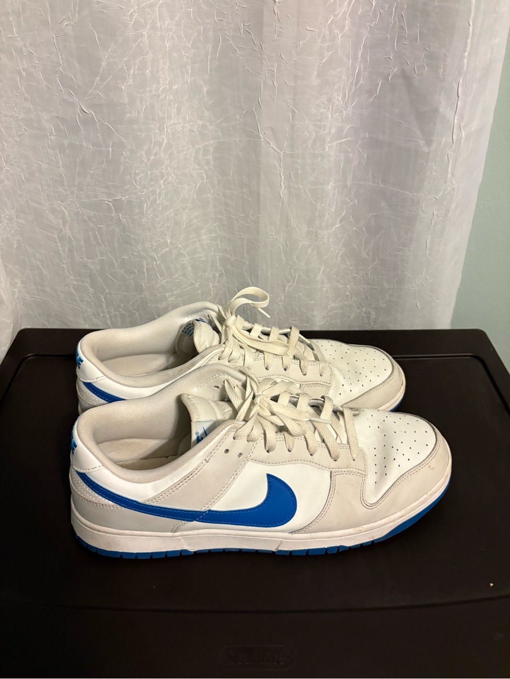 Nike White and Blue Low-Top Sneakers